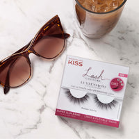 KISS Lash Couture LuXtensions Collection 1 Pair of Fake Lashes, Russian Volume, Light and Flexible Faux-Mink Eyelash with Super Slim Band includes Lash Glue