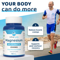Ultra Lyte Magnesium Glycinate with Trace Minerals – High Absorption Magnesium Supplements for Sleep Aid, Stress Relief & Muscle Support – Vegan & Gluten-Free – 2000mg Magnesium – 90 Count