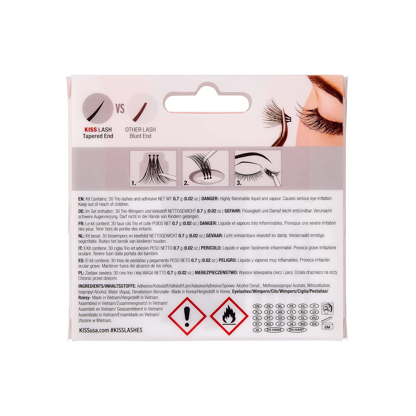 KISS Haute Couture Collection 30 Trio Lashes in Various Lengths, Short Combo, Natural Premium Fake Eyelashes includes Lash Glue