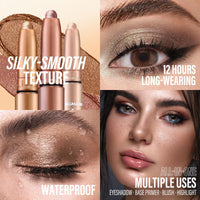 LANGMANNI Eyeshadow Stick, 6 PCS Multi-Color Eyeshadow Pen Set, Creamy Long-Lasting Eye Makeup Kit, Natural & Shimmer Shades Contour Stick, Perfect Gifts For Women (#B)