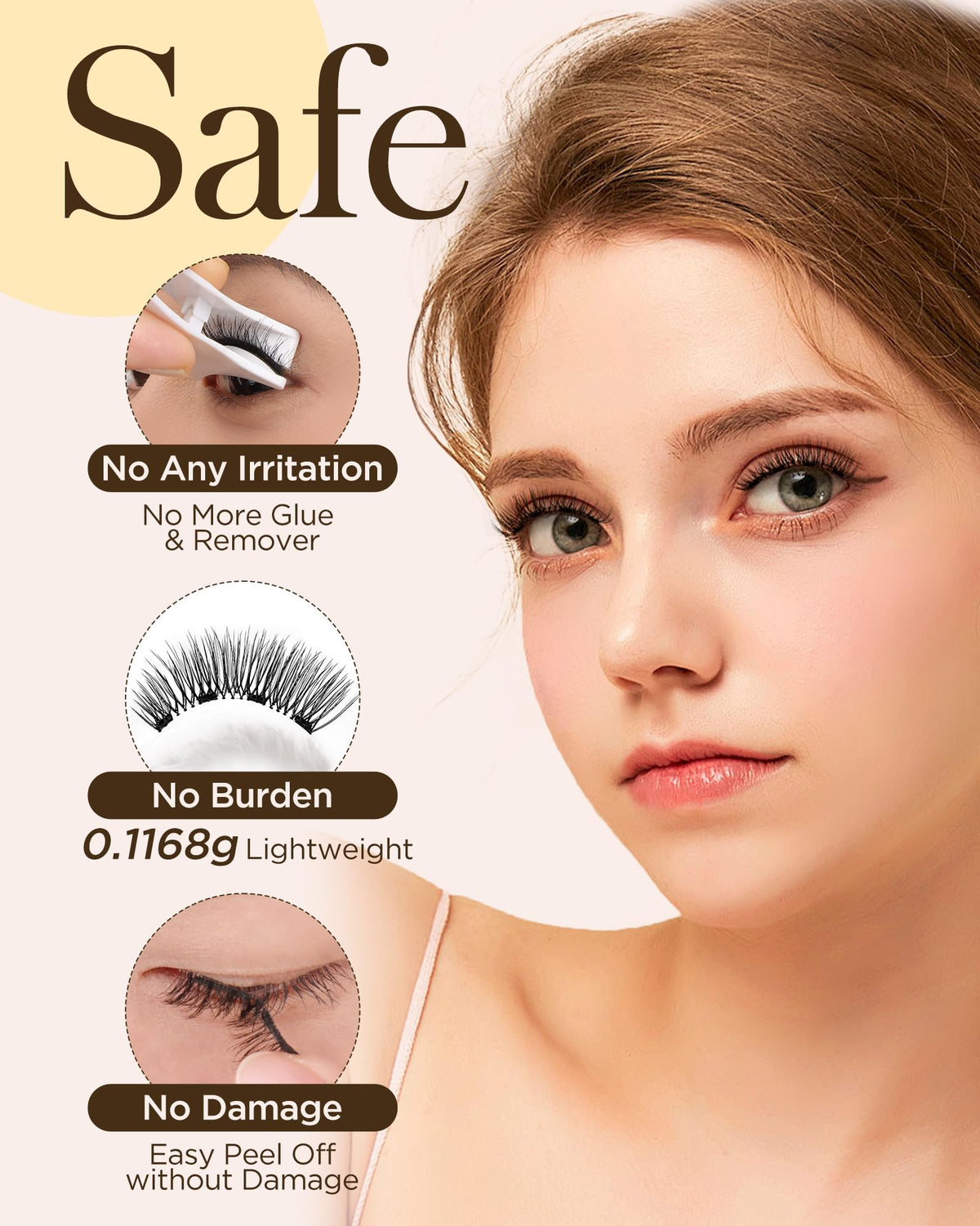 BEYELIAN Magnetic Eyelashes with Applicator, No Glue No Remover Needed Magnetic Eyelashes Lightweight Reusable Magnets False Eyelashes Kit Easy to Wear and Remove (1 Pair,Y01)