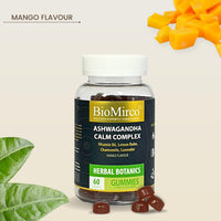 Ashwagandha Calm Complex, 60 Gummies – 1 Month Supply, Mango Flavour and Great Tasting, Natural Harmony Gummies for Stress Relief, Emotional Balance and Mood Support, Vegan & Gluten-Free