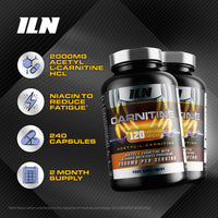 Iron Labs Nutrition Acetyl L Carnitine Capsules - Double Pack - 2000mg Acetyl L-Carnitine x 60 Servings - Carnitine Plus 6 Added Nutrients (240 Vegetarian Capsules)