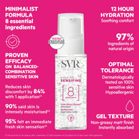 SVR SENSIFINE Cooling, 24h Hydrating Face Aqua-Gel for Hypoallergenic, Hypersensitive, Reactive Blanced-to-Normal Skin, 8-Ingredient Minimalist Formula, 40ml