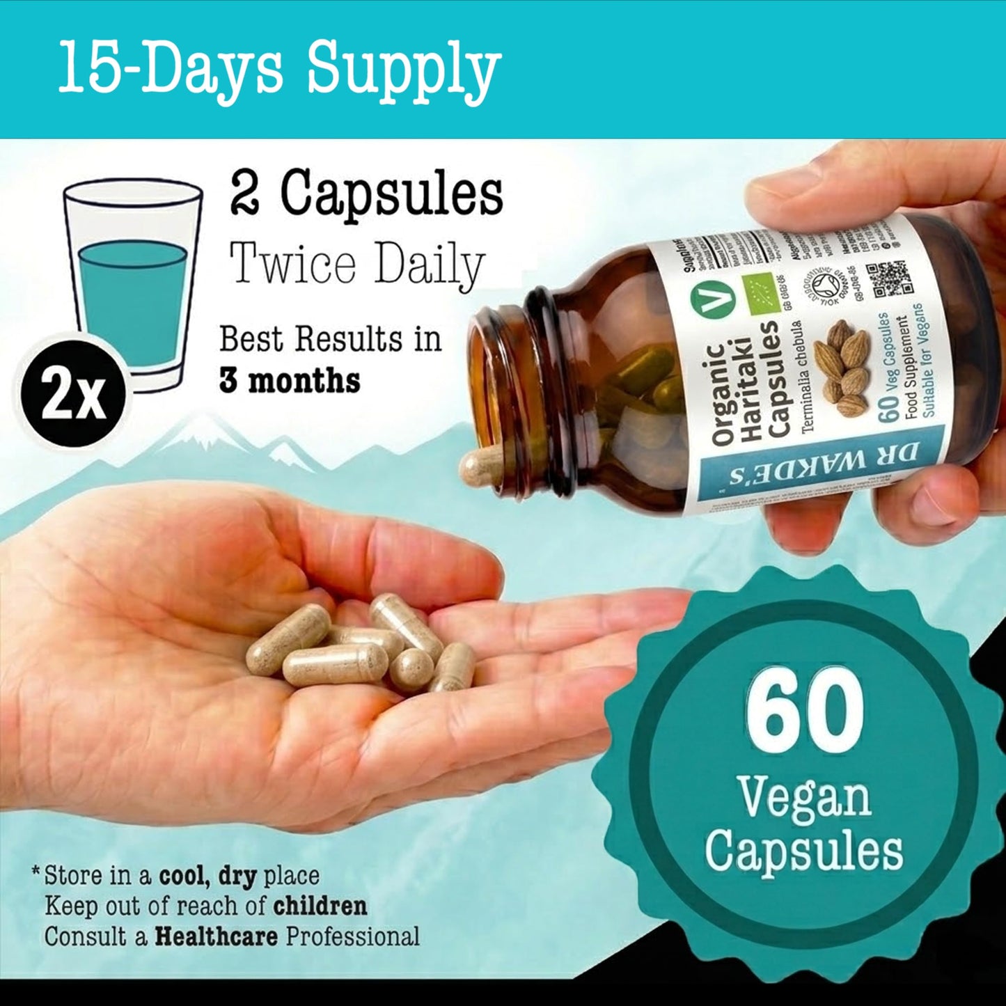 DR WAKDE's DR WAKDE’S Haritaki Capsules (Terminalia chebula/Hirda) | 60 Veg Caps | Ayurvedic Supplement | Vegan | 100% Herbal | Quantity Discounts