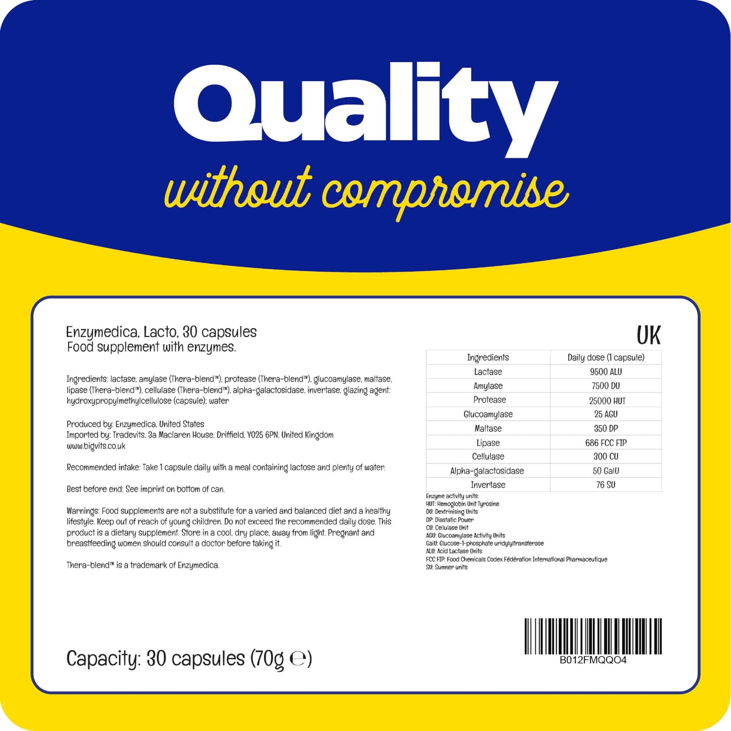 Enzymedica ENZYMEDICA - Lacto (30 Capsules) | Food Intolerance Digestive Enzymes Supplements | Maximum Lactose Digestive Enzymes Blend for Dairy Intolerance, Nutrient Supplements, Gut Health Supplement, Vegan