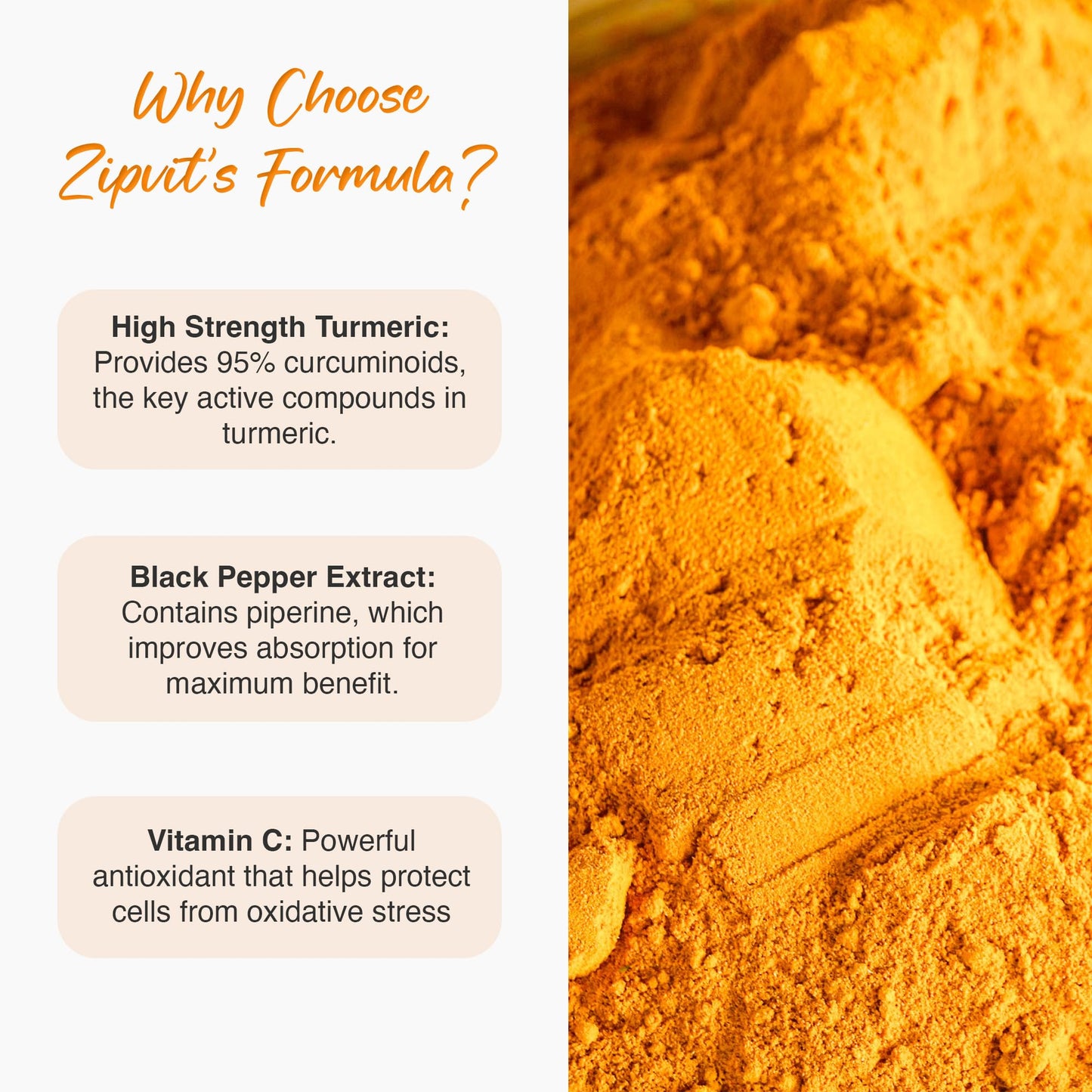 Zipvit Curcumin Tablets, 95% Active Curcuminoids with Black Pepper & Vitamin C, 90 Vegan Tablets, 3 Months Supply, Turmeric Supplement