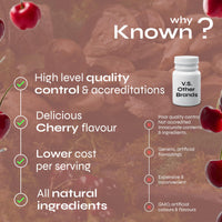 Known Tasty Shiitake Gummies - 1000mg Shiitake Mushroom, Zinc - Hair, Skin & Nails - Natural Cherry Flavour - 60 Vegan Gummies, 1 Month Supply