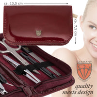 3 Swords Germany - brand quality 8 piece manicure pedicure grooming kit set burgundy synthetic leather case in gift box, Made by 3 Swords