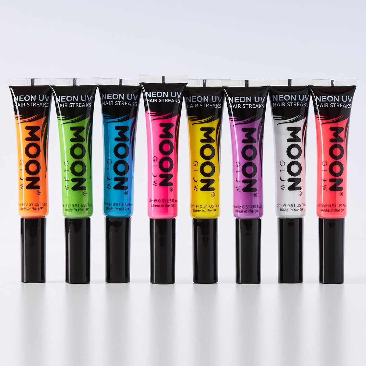 Moon Glow Neon UV Hair Colour Streaks | White | Hair Mascara - Temporary Wash out Hair Dye | Bright Neon Colour, Glows under UV Lighting