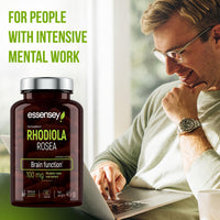 ESSENSEY Essensey Rhodiola Rosea Extract - 100mg - Enhancement of Cognitive Function and Circulatory Support | Optimal Brain and Gastrointestinal Function | Supplement | 90 Vegetarian Capsules