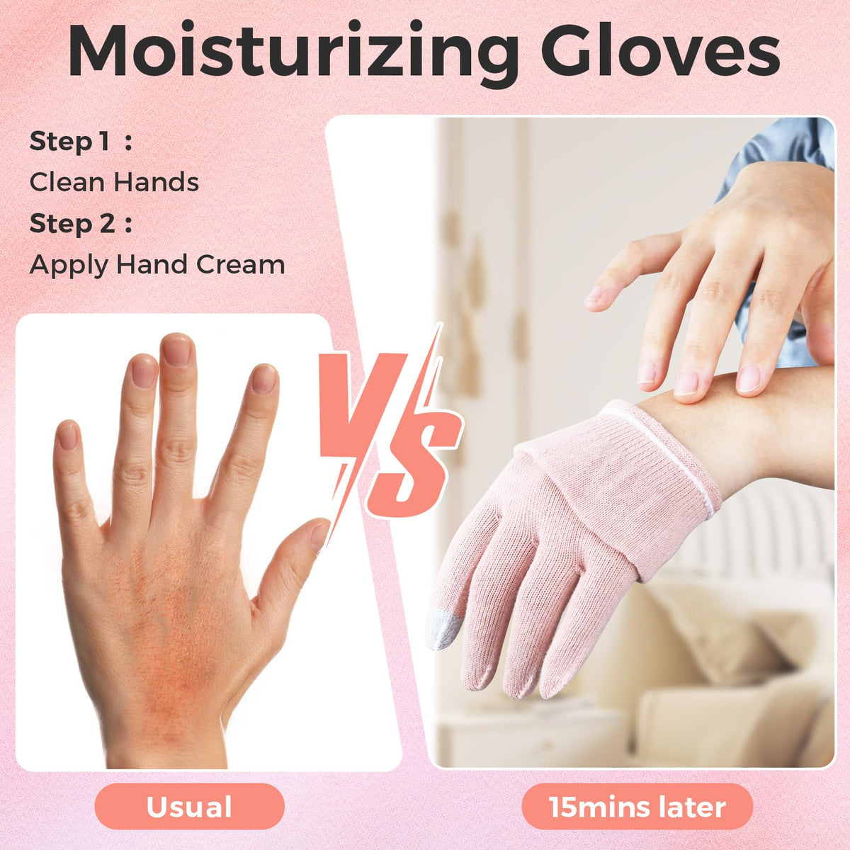 AovYoo 2 Pairs 100% Cotton Gloves for Eczema Dry Hands, Moisturising Gloves Touchscreen, Eczema Gloves for Women Men, SPA, Hand Care (M)