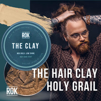 ROK Products Hair Styling Clay – Mild Hold Low Shine Grooming Clay – Vegan Friendly Handmade Matt Hair Clay Men for Texture and Volume – Smooth Caramel Scent – Easy to Apply and Long-Lasting Formula