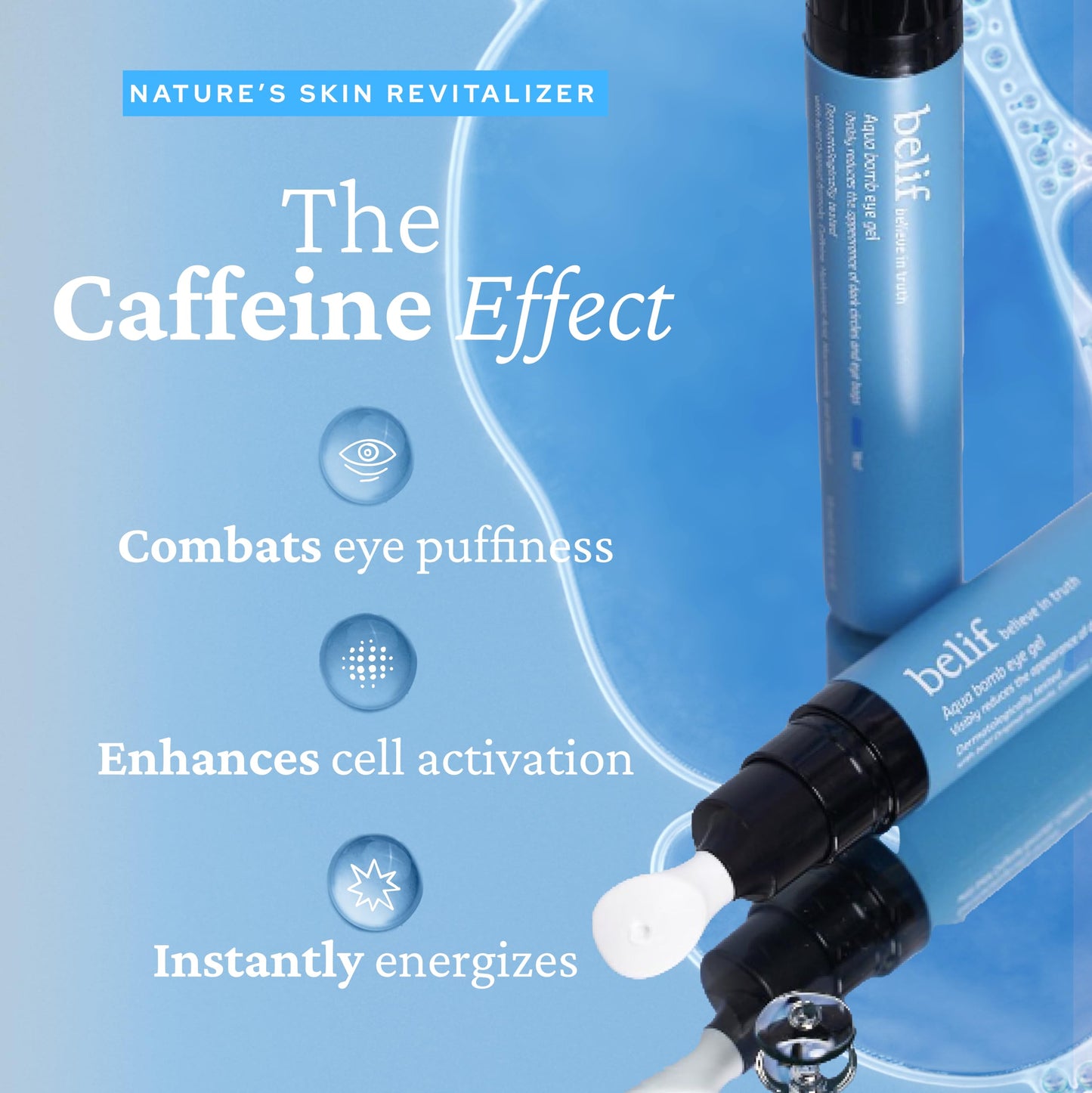 belif Aqua bomb eye gel | Caffeine, hyaluronic acid & niacinamide to cool, hydrate & depuff under-eye area, reduces eye bags, dark circles & fine lines, Korean beauty, Korean skincare(15ml)