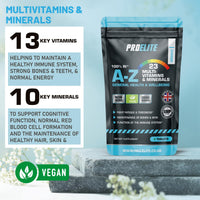 Multivitamins & Minerals - 365 Vegan Tablets - One a Day 100% RDA - 23 Essential Vitamins & Minerals in A-Z Multivitamin Tablet - Made in The UK by PROELITE