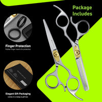 Suvorna 5.5" Hairdressing Scissors Professional with Thinning Scissors Hairdressing, Right Hand Hairdressers Scissors Set, Professional Hair Scissors, Hair Cutting Scissors, Barber Scissors (2 Pcs).