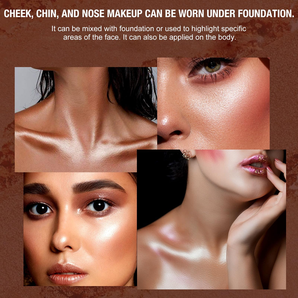 LANGMANNI Highlighter Powder Palette, Makeup Facial Bronzers Illuminator Palette Highlighter Baked Waterproof Long Lasting Brilliant Lighten Skin Color