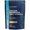 Horbäach Calcium Tablets with Magnesium Zinc and Vitamin D | 100% Vegan | High Strength Complex | 120 Count | Supplement for Women & Men | by Horbaach