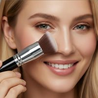Lamora Foundation Brush Kabuki Flat Top - Perfect For Blending Liquid Make Up, Cream or Flawless Powder Cosmetics - Buffing, Stippling, Concealer - Premium Quality Synthetic Dense Bristles