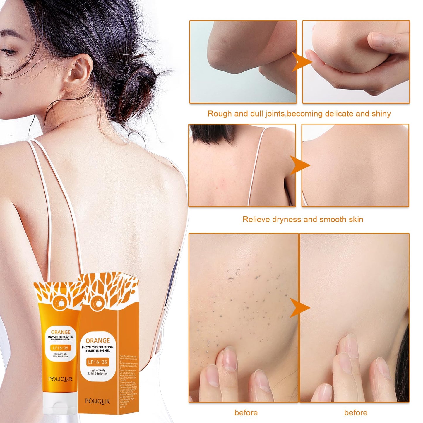 GMHLLES Purifying Exfoliating Gel 2 PCS Orange Peeling Gel Keeps Skin Hydrated Softens Skin and Removes Dead Skin Make Your Skin Smooth and Bright Suitable for All Skin Types