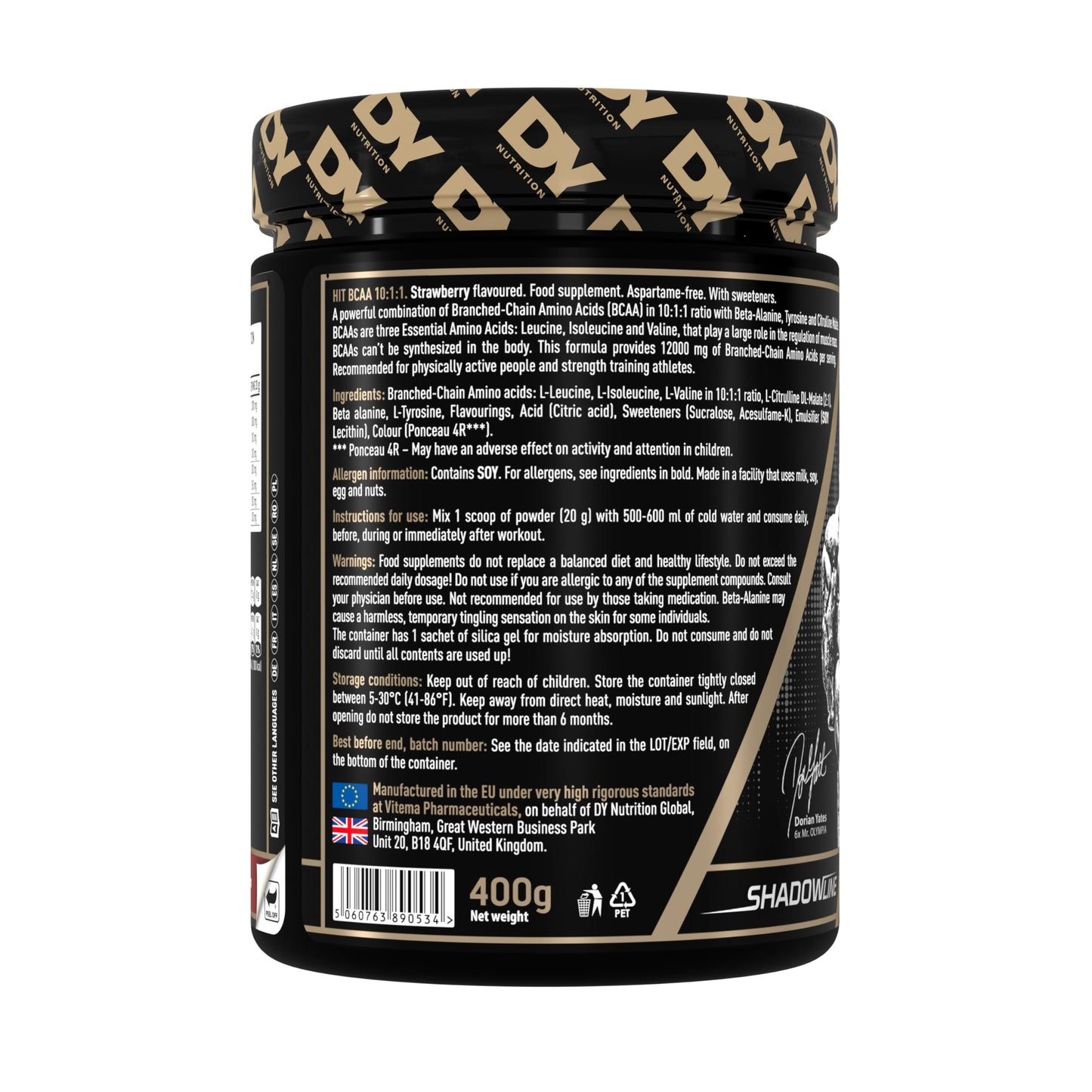 DY Nutrition HIT BCAA 10:1:1 400g, 20 Servings (Strawberry)