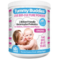 Tummy Buddies Probiotic Powder for Babies, Children and Mums - 7 Strain Pro Bio Culture Complex with Prebiotics (FOS) – Gut Friendly Bacteria for Infants and Kids 0-12 Years – 60g - 60 Days Supply