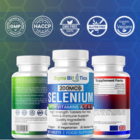 SigmaBiotics Selenium with Vitamins A, C & E - Promotes Healthy Hair, Skin & Nails - Supports the Immune System - Superior Absorption Formula - Vegan and Gluten Free - 60 Tablets for 2 Months Supply