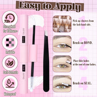 Brown Lash Clusters Kit Dark Brown Eyelash Clusters Gently Fluffy Individual Lashes Kit Natural DIY Lash Extensions Kit Brown Cluster Eyelash Extensions Kit with Lash Bond and Seal, Remover, Tweezers