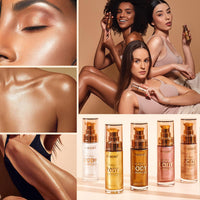 Hilareco PHOERA Body Glow Oil - Rose Gold & Bronze Shimmer Highlighter Luminizer Body Illuminator with Self Tanning Lotion, 1oz (101+103)