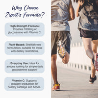 Zipvit Glucosamine Sulphate 2KCl 1000mg with Vitamin C, 180 Vegan Tablets, Supports Bones, Cartilage & Collagen, Reduces Tiredness & Fatigue, Joint Health Supplement, 6 Month Supply