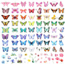 TOYMIS 100pcs Temporary Butterfly Tattoos, Colorful Small Butterfly Flowers Tattoo Stickers Waterproof Cute Small Tattoos for Adults Kids Face Body Birthday Party Carnival