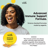 VITL Vitl Immune Support | Supports Everyday Immunity & Wellness | Immune Support Supplements with Vitamin D, Vitamin C, Zinc, Turmeric & Elderberry | Vegan Friendly | Pocket Tin (15)