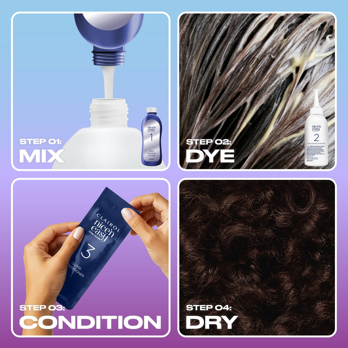 Clairol Nice'n Easy Tone+Gloss Semi Permanent Hair Dye - 300/84 Darkest Brown