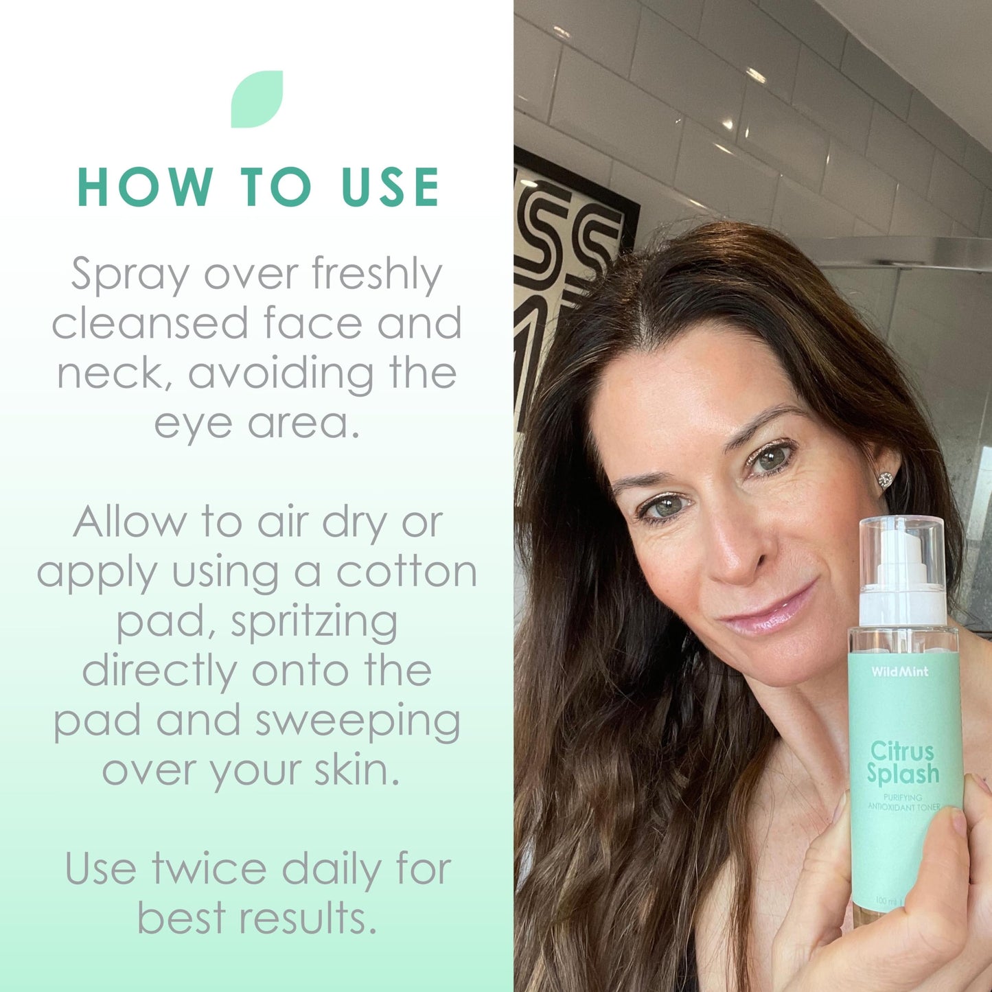 WildMint Citrus Splash Natural Face Toner | Brightening Toner for Sensitive, Mature & Damaged Skin | Vitamin C for Dark Spots & Acne Prone Skin | UK Made Vegan & Cruelty-Free Skincare | 100ml