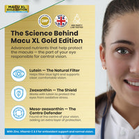 Natures Zest Macu XL Gold Edition - Eye Health Supplement with Lutein, Zeaxanthin and Meso-zeaxanthin, and Essential Vitamins & Minerals, 120 Capsules, 4 Month Supply - Supplement for Vision Health