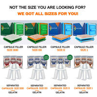 wananfu WANANFU Separated Empty Capsules Size 1 Vegetarian (200 Count), Compatible with Capsule Filling Machine Size 1