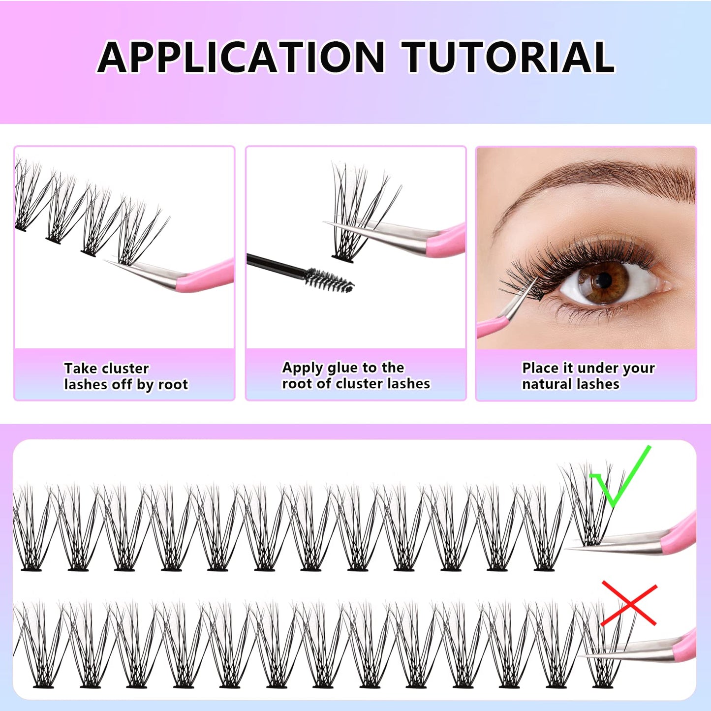 Leipple Lash Clusters,240Pcs 9-14mm Mix Individual Lashes Cluster, 20D