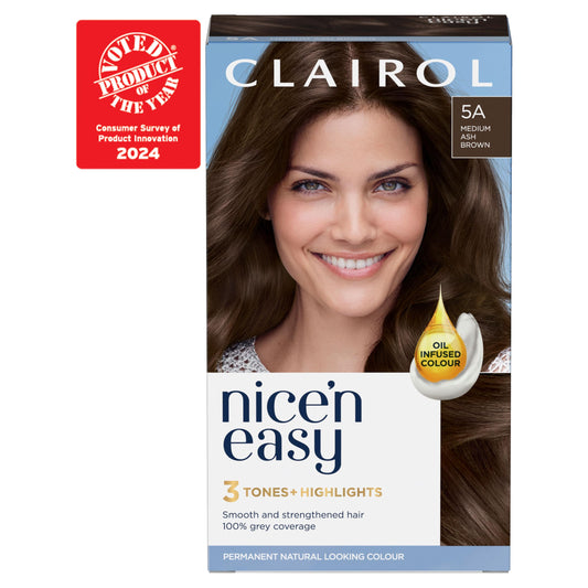 Clairol Nice'n Easy Crème, Natural Looking Oil Infused Permanent Hair Dye, 5A Medium Ash Brown