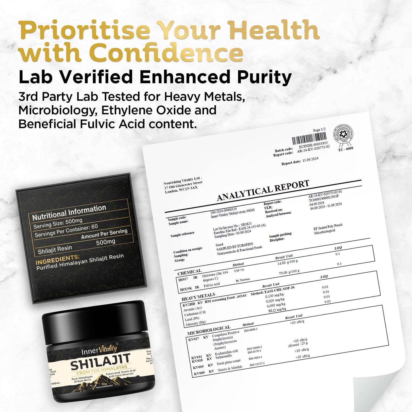 Shilajit Resin Pure Himalayan Shilajit with 79% Fulvic Acid, 30g Gold Standard, 3rd-Party Purity & Potency Tested. Minerals, Immune System & Energy by Inner Vitality