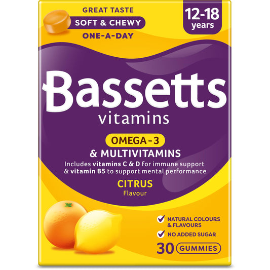 Bassetts Vitamins 12-18 Years Multivitamins Omega 3 Citrus 30's, 99.2 g