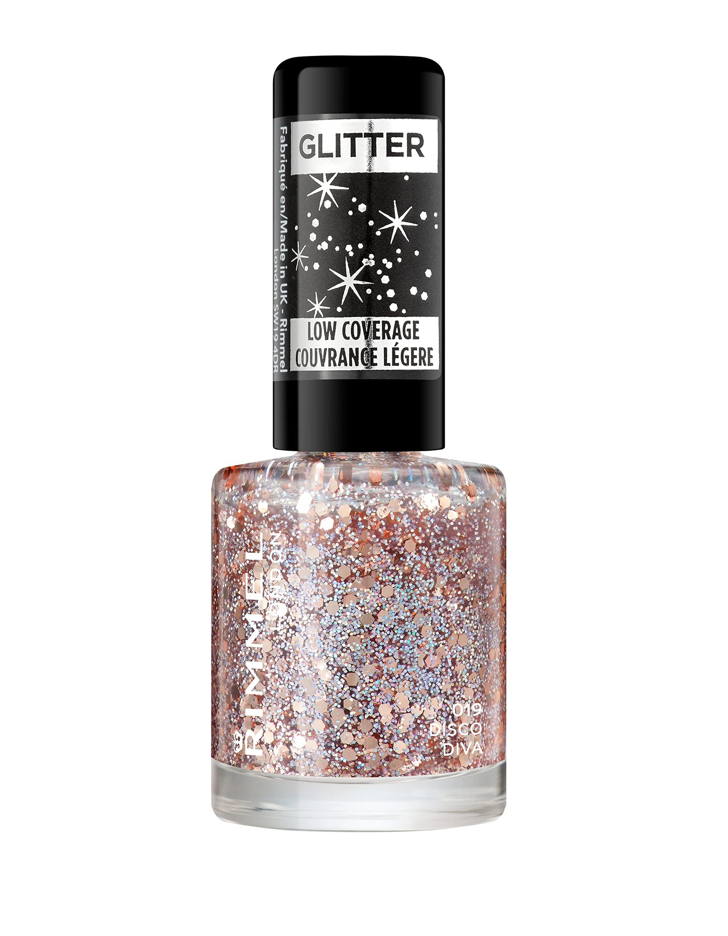 Rimmel London Glitter Nail Polish Top Coat, Disco Diva, 8 ml