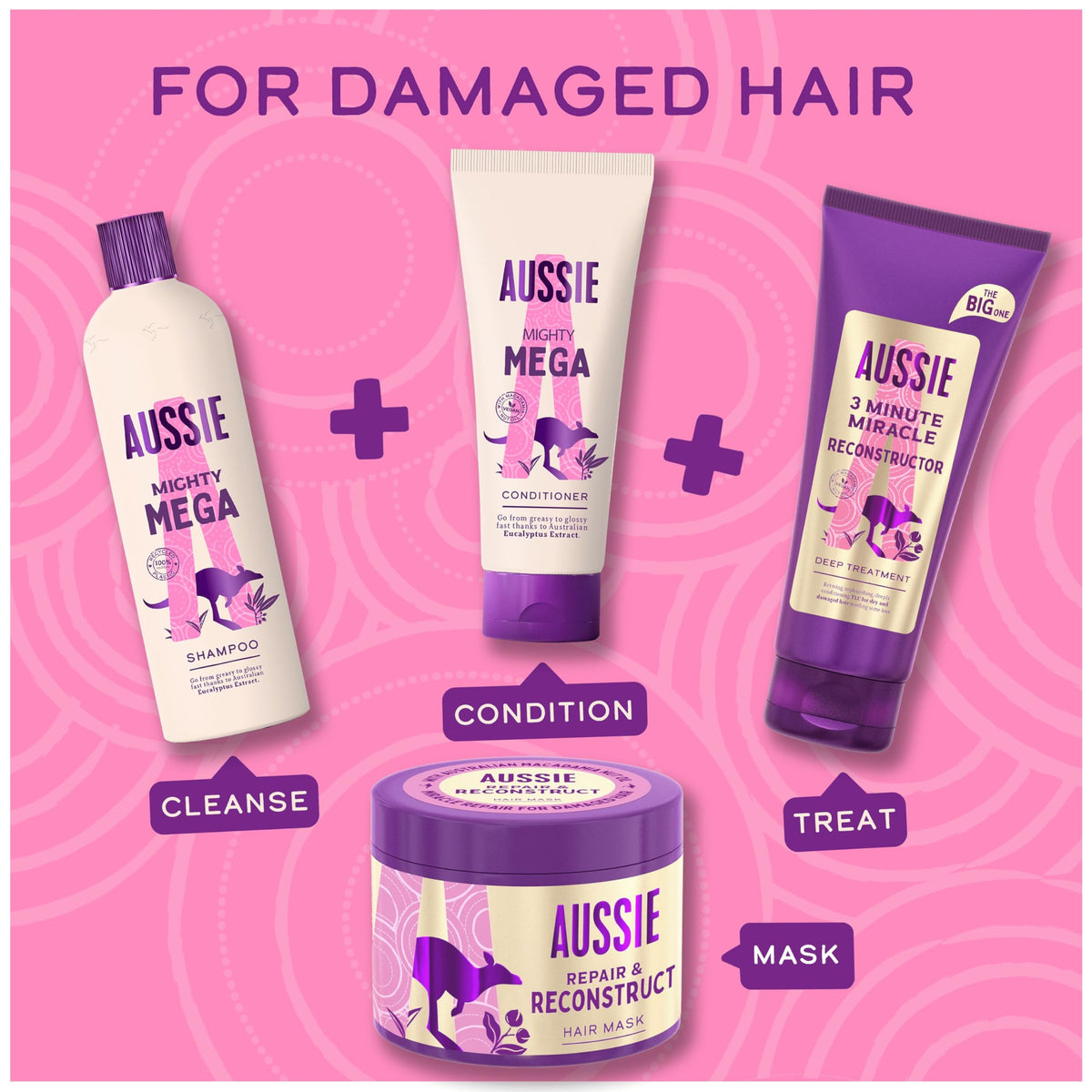 Aussie Reconstructor Hair Mask 300ml to Revive and Moisturise Dry and Damaged Hair, Leaving it Smooth and Soft. Infused with Australian Macadamia Nut Oil. Vegan and Cruelty-Free