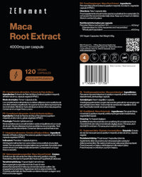 Peruvian Maca – Root Extract Standardised to Macaenes and Macamides – 4000 mg Whole Plant per Capsule – for Men and Women – 120 Vegan Capsules – 4-Month Supply – Zenement