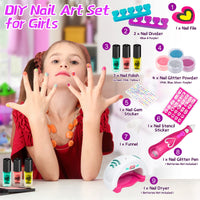 hirsrian Toys for 5 6 7 8 9 10 Year Old Girls, Kids Nail Polish Sets for Girls, Kids Makeup Sets for Girls, Present for 5-9 Year Old Girl, Nail Art Craft Kits for Kids, Best Gift for 5 6 7 8 9 Year Old Girl