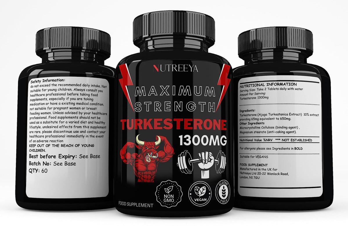 NUTREEYA Turkesterone -1300mg Max Strength Ajuga Turkestanica Extract, Vegan, Gluten Free, (Not Turkesterone Capsules) (Pack of 2 (120 Pills))