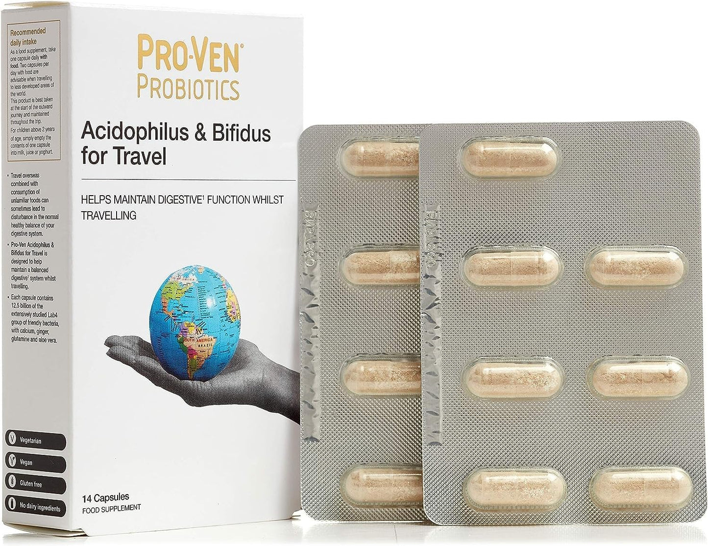 Proven Probiotics Acidophilus and Bifidus for Travellers Capsules - Pack of 14
