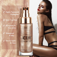 Phoera PHOERA High Gloss Waterproof Body Luminizer Glitter Face Shimmer Moisturizer Lotion Tan Cream Foundation Makeup Bronzer AQUAPURITY - 101 Rose Gold