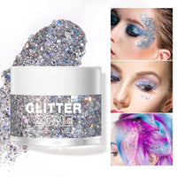 LANGMANNI Holographic Body Glitter Gel for Body, Face, Hair and Lip.Color Changing Glitter Gel Under Light. Vegan & Cruelty Free-1.35 oz (5# Silver Fantasy)