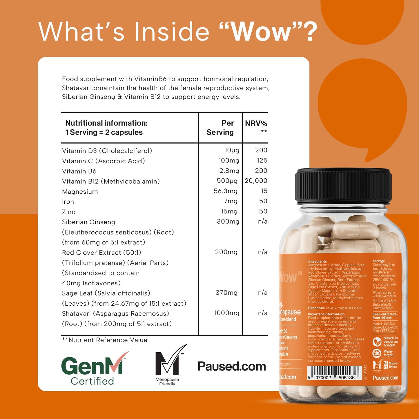 Paused All in One PeriMenopause Relief - 60 Vegan Capsules | Hormone Balance Support | Natural Phytoestrogens | Red Clover & Shatavari Blend | Eases Hot Flushes & Fatigue | Non-GMO, Gluten-Free