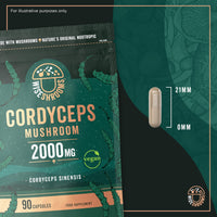 Cordyceps Capsules 2000mg | Cordyceps Mushroom Extract Supplement | 90 Capsules | Suitable for Vegetarians and Vegans | by Wiseshrooms